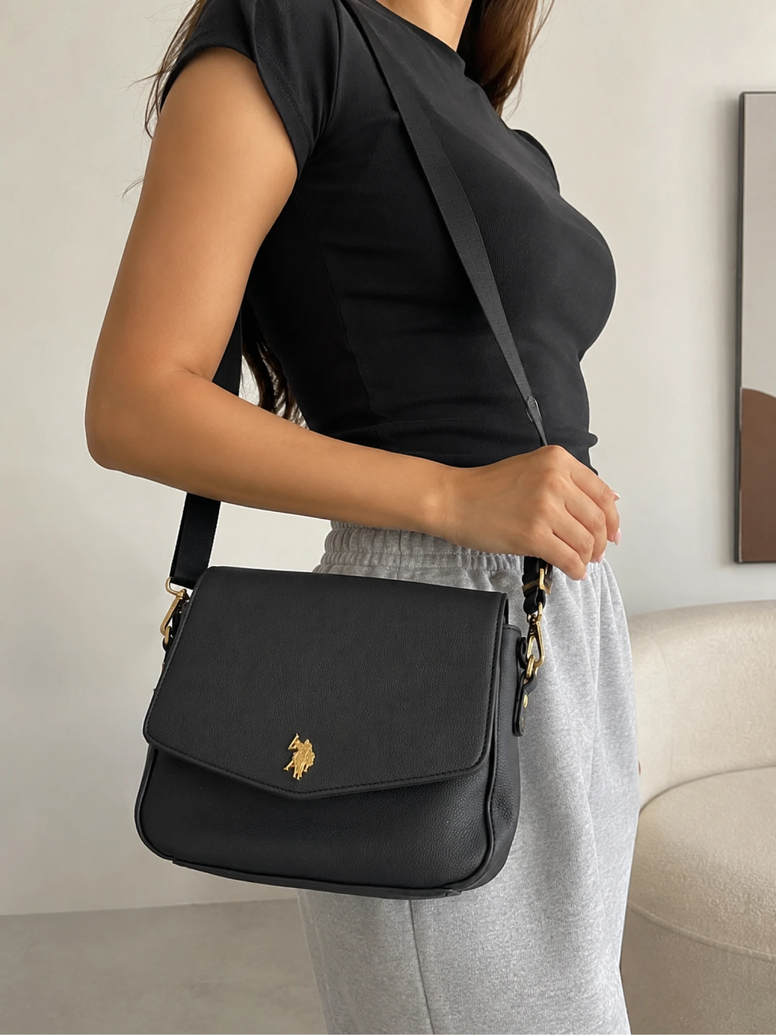 Sac bandoulière U.S. Polo Assn noir – Très bon état